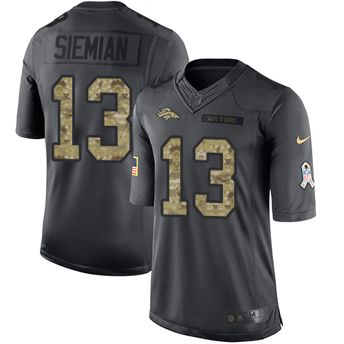 Nike Broncos #13 Trevor Siemian Black Youth Stitched NFL Limited 2016 Salute to Service Jersey